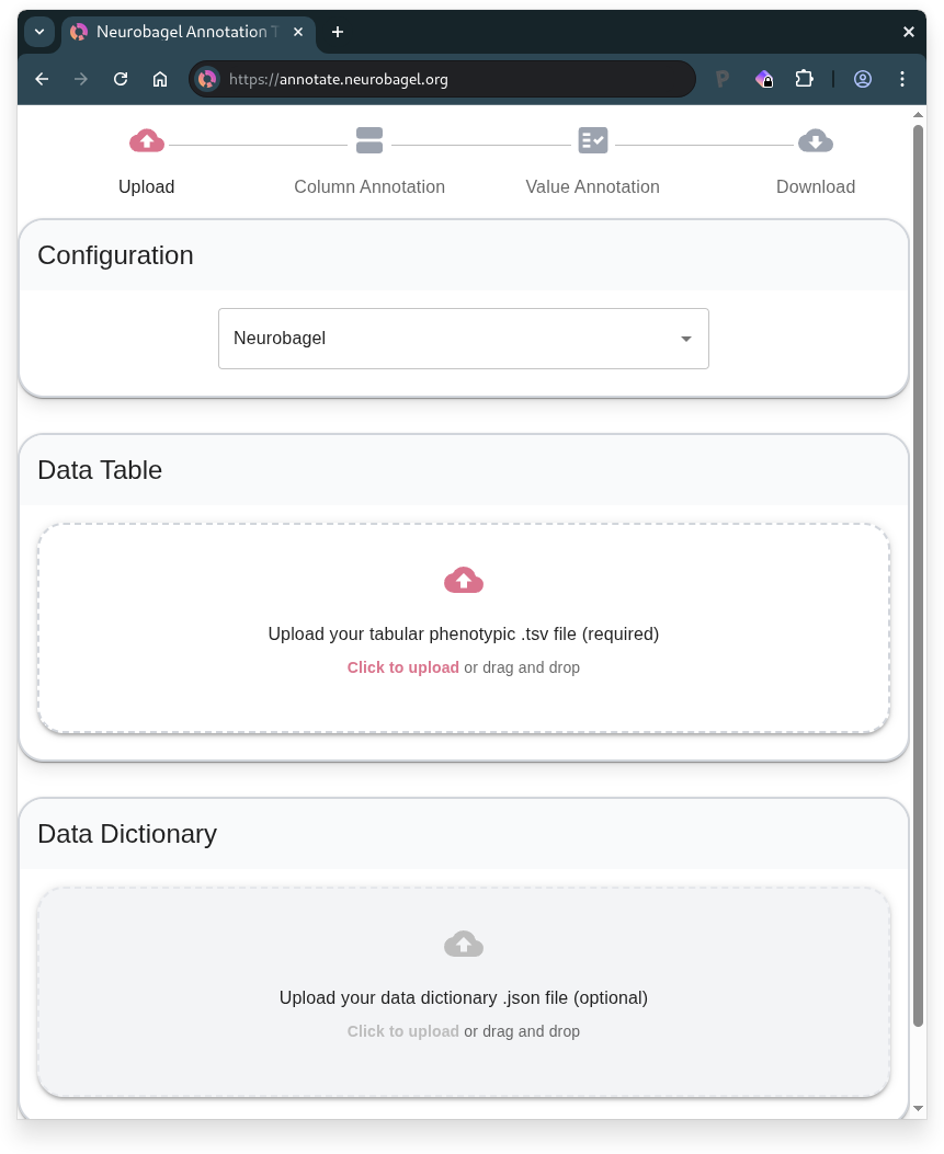 Annotation tool upload step screenshot